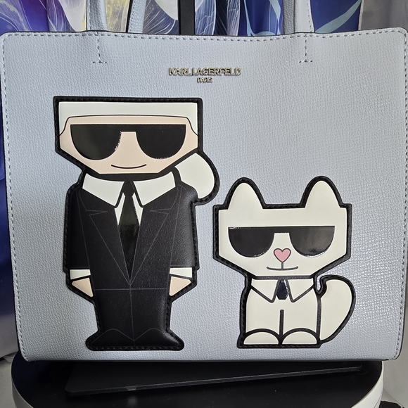 Karl Lagerfeld Maybelle Ice Blue Satchel/Crossbody Bag with Pouch - Picture 1 of 9